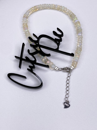 Natural Ethiopian Opal Bracelet | 4–5mm Gemstone Beads | .925 Sterling Silver