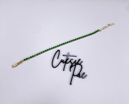 GOLD FILLED - TENNIS BRACELET - CZ EMERALD 3MM