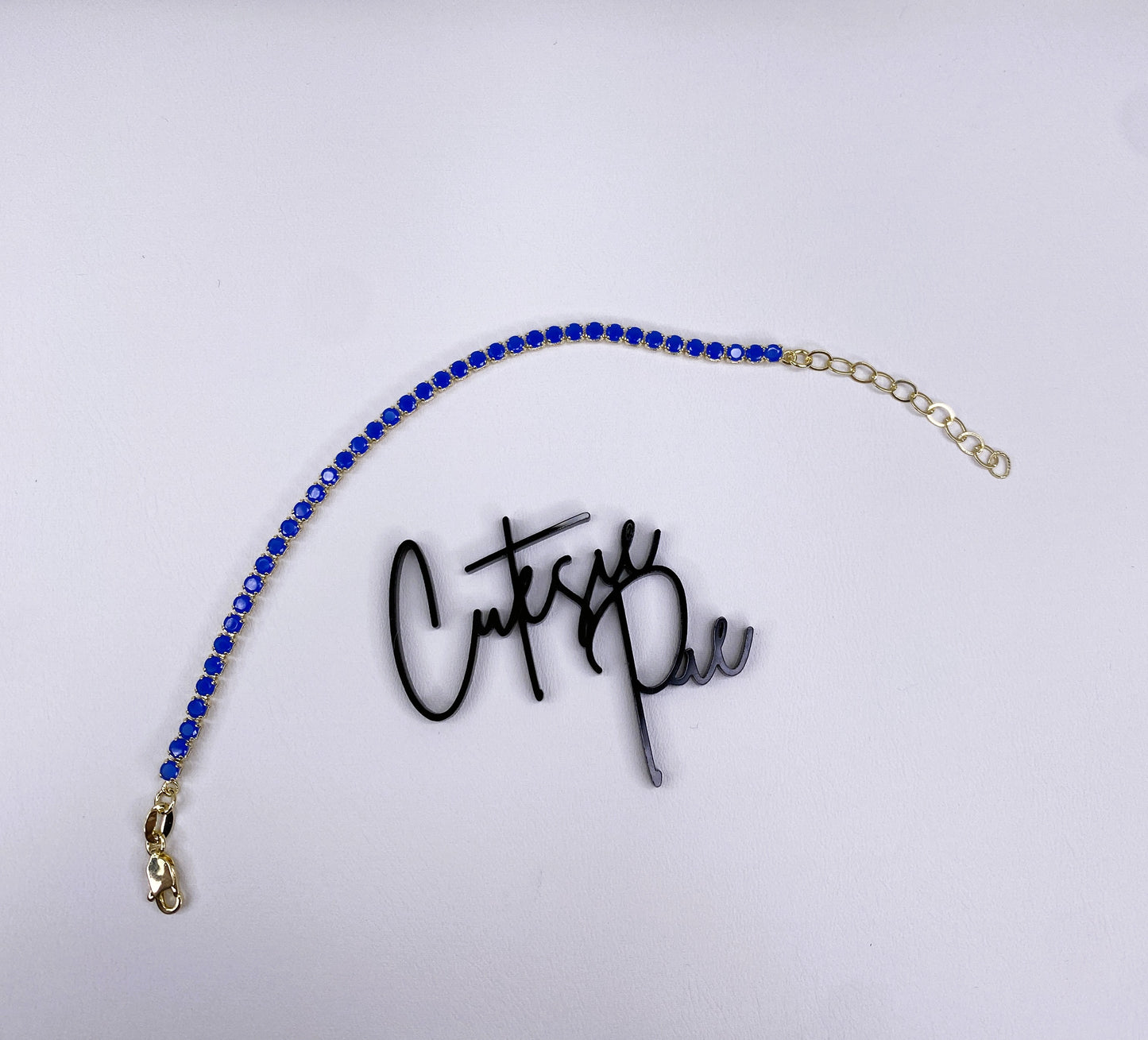 GOLD FILLED - TENNIS BRACELET - CZ ROYAL BLUE 3MM