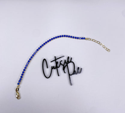 GOLD FILLED - TENNIS BRACELET - CZ ROYAL BLUE 3MM