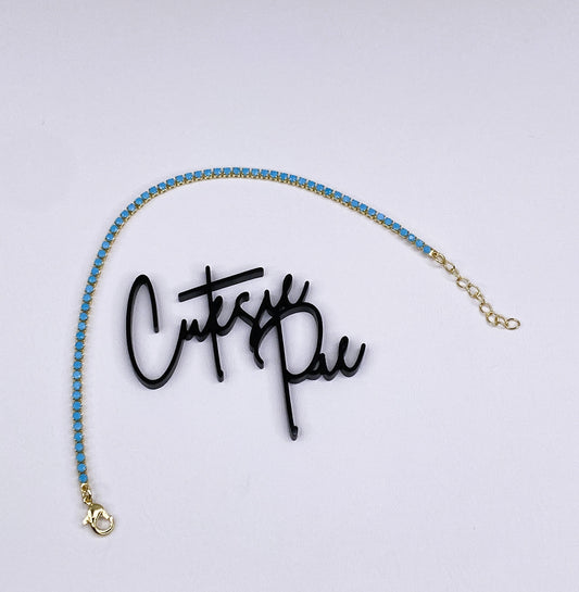 GOLD FILLED - TENNIS BRACELET - CZ TURQUOISE 2MM