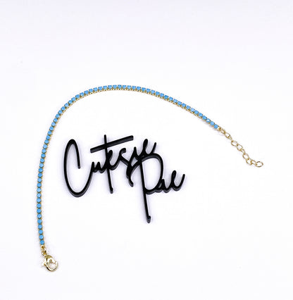 Turquoise CZ Tennis Bracelet | 2MM | 14K Gold-Filled