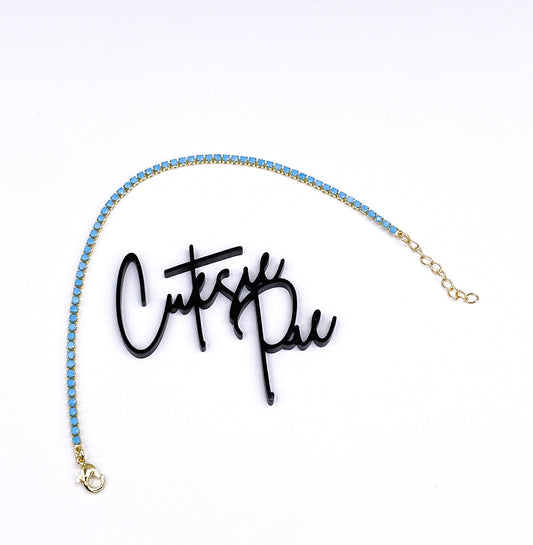 Turquoise CZ Tennis Bracelet | 2MM | 14K Gold-Filled