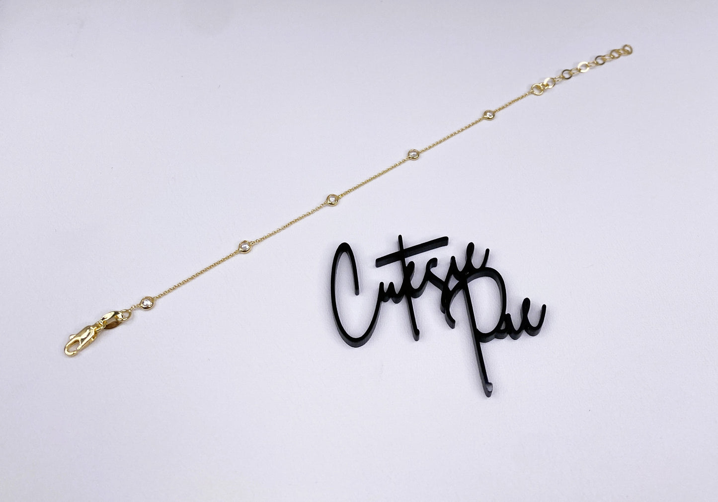 GOLD FILLED - BRACELET - CZ STATION BEZEL SET