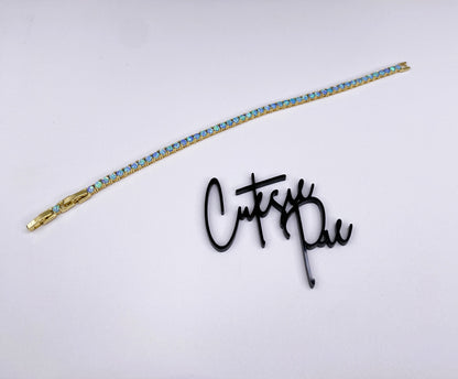 GOLD FILLED - TENNIS BRACELET - OPAL 3.25MM