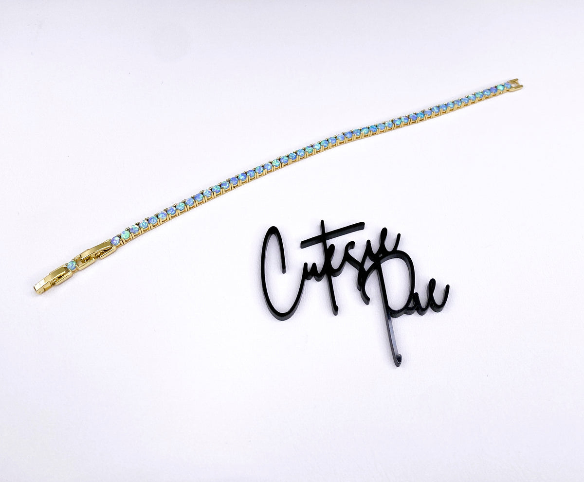 Simulated Opal Tennis Bracelet | 3.25MM | 14K Gold-Filled
