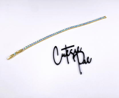 Simulated Opal Tennis Bracelet | 3.25MM | 14K Gold-Filled