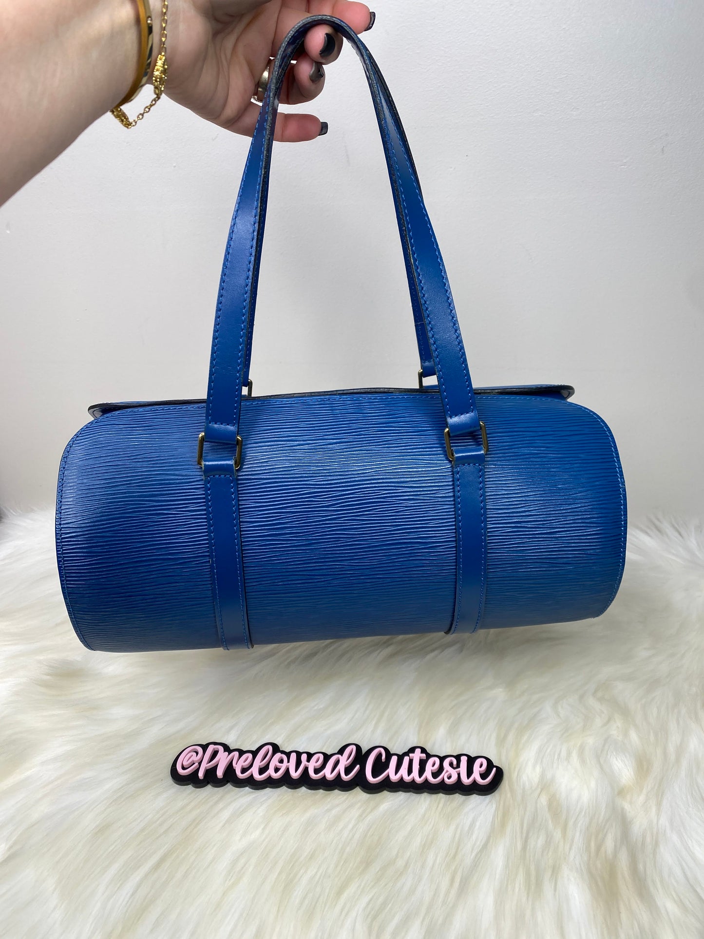 Louis Vuitton Soufflot Top Handle in Epi Leather - Toledo Blue / LV Pre-Loved Handbag