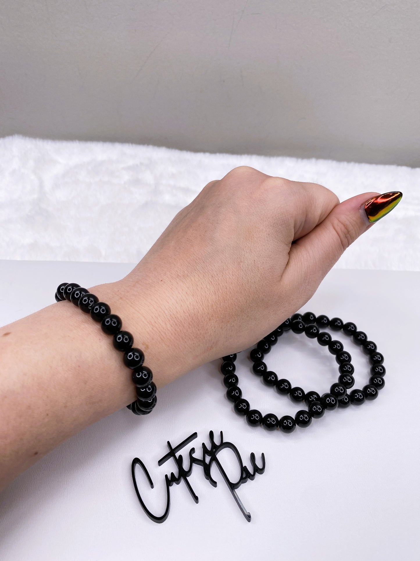 8MM Black Onyx | Natural Gemstone Stretch Bracelet