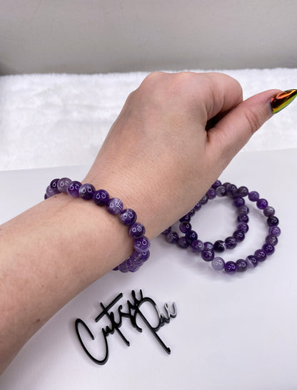 8MM Chevron Amethyst | Natural Crystal Stretch Bracelet