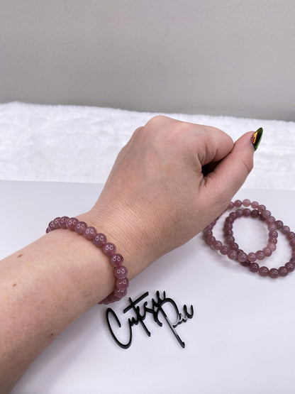 8MM Purple Rose Quartz | Natural Crystal Stretch Bracelet