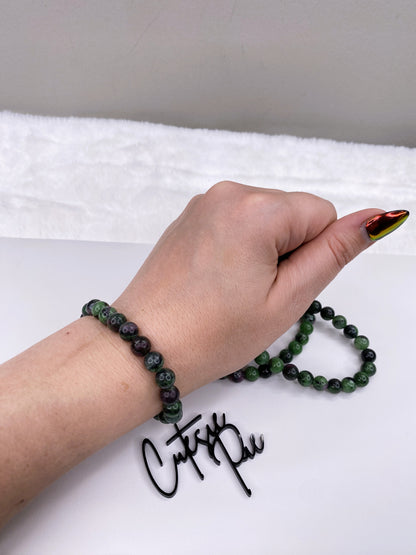 8MM Ruby Zoisite | Natural Crystal Stretch Bracelet