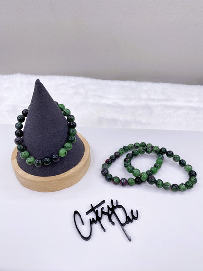8MM Ruby Zoisite | Natural Crystal Stretch Bracelet