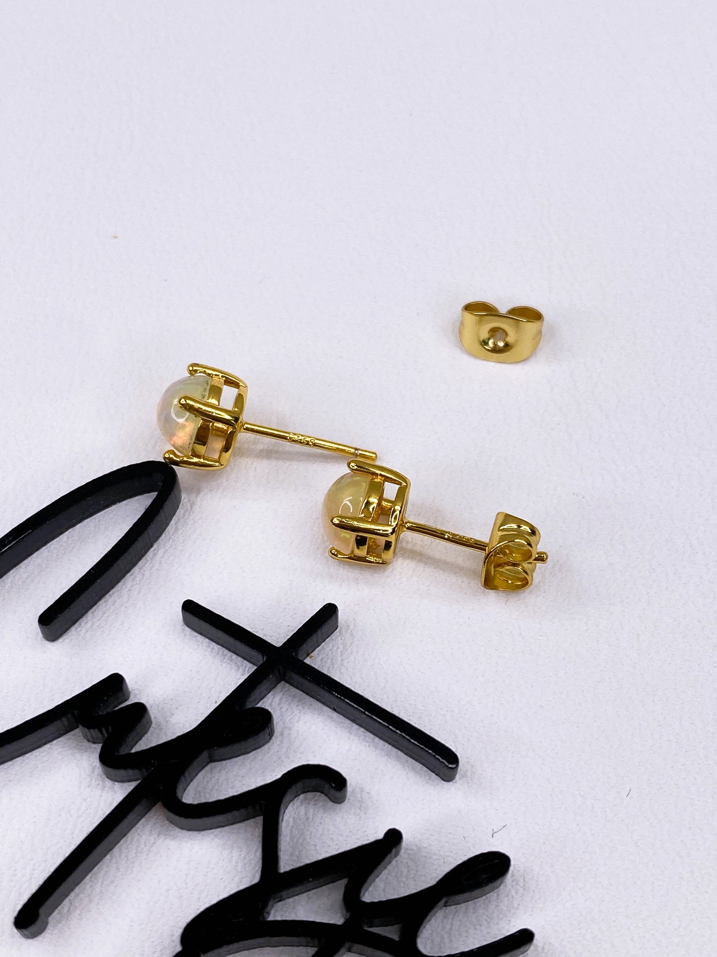 Natural Opal Stud Earrings | 6mm Gemstone | .925 Sterling Silver