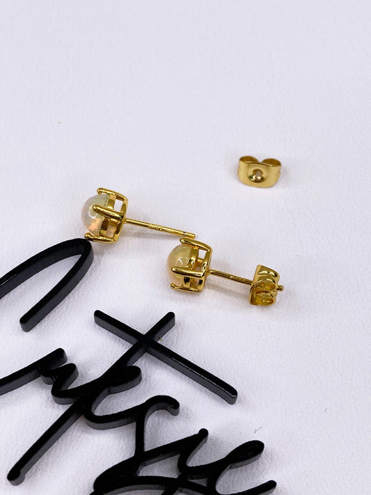 Natural Opal Stud Earrings | 6mm Gemstone | .925 Sterling Silver