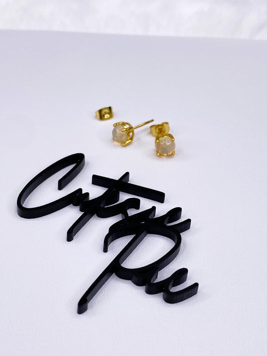 Natural Opal Stud Earrings | 6mm Gemstone | .925 Sterling Silver