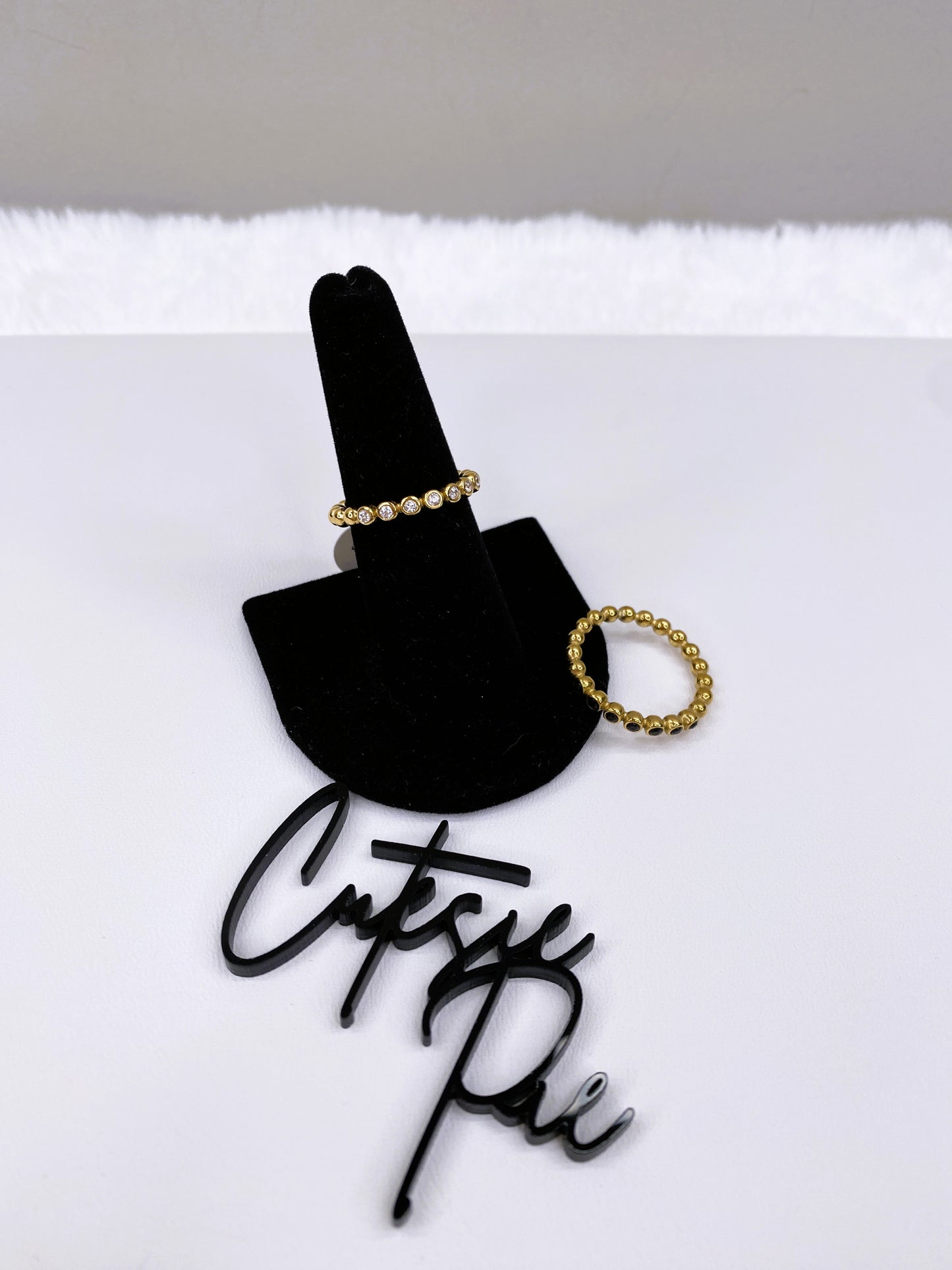 Round Eternity Stacking Ring | Clear or Black CZ | 18K Gold PVD | 316L Stainless Steel
