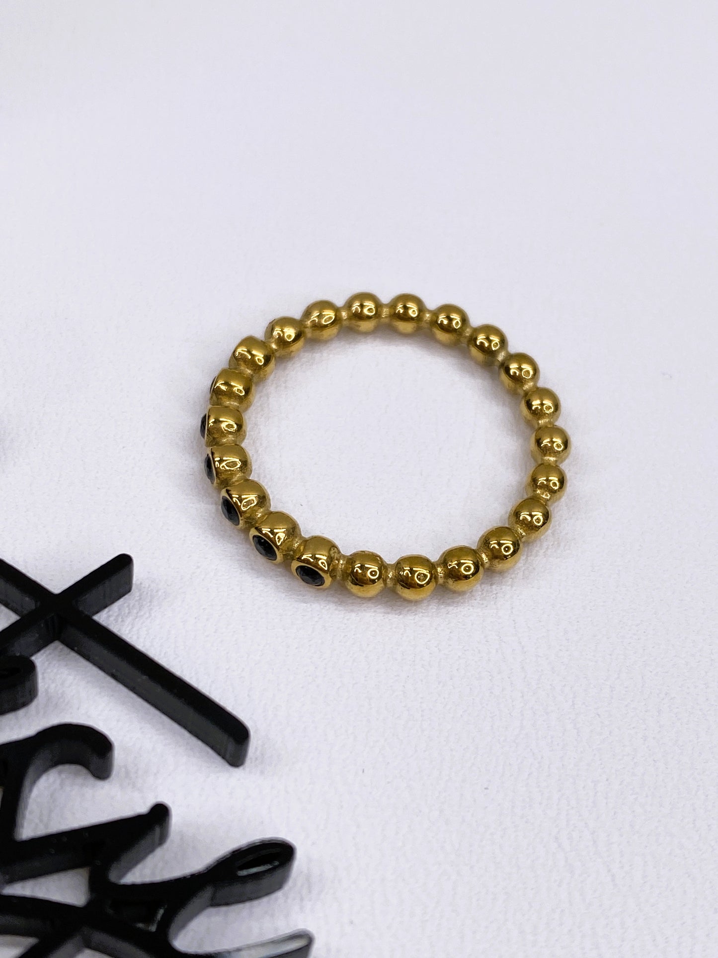 Round Eternity Stacking Ring | Clear or Black CZ | 18K Gold PVD | 316L Stainless Steel