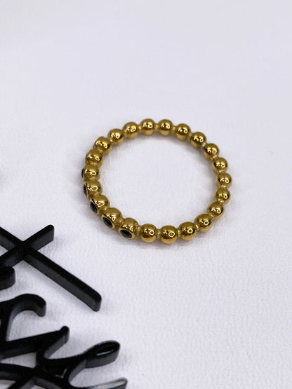 Round Eternity Stacking Ring | Clear or Black CZ | 18K Gold PVD | 316L Stainless Steel