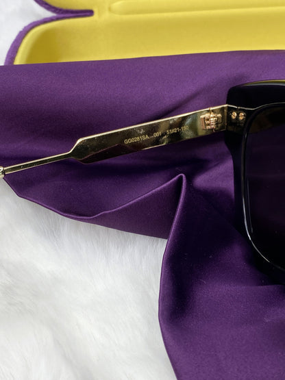 Authentic Gucci GG0281SA 001 Black Gold Sunglasses | Includes Gucci Case | 51-21-150