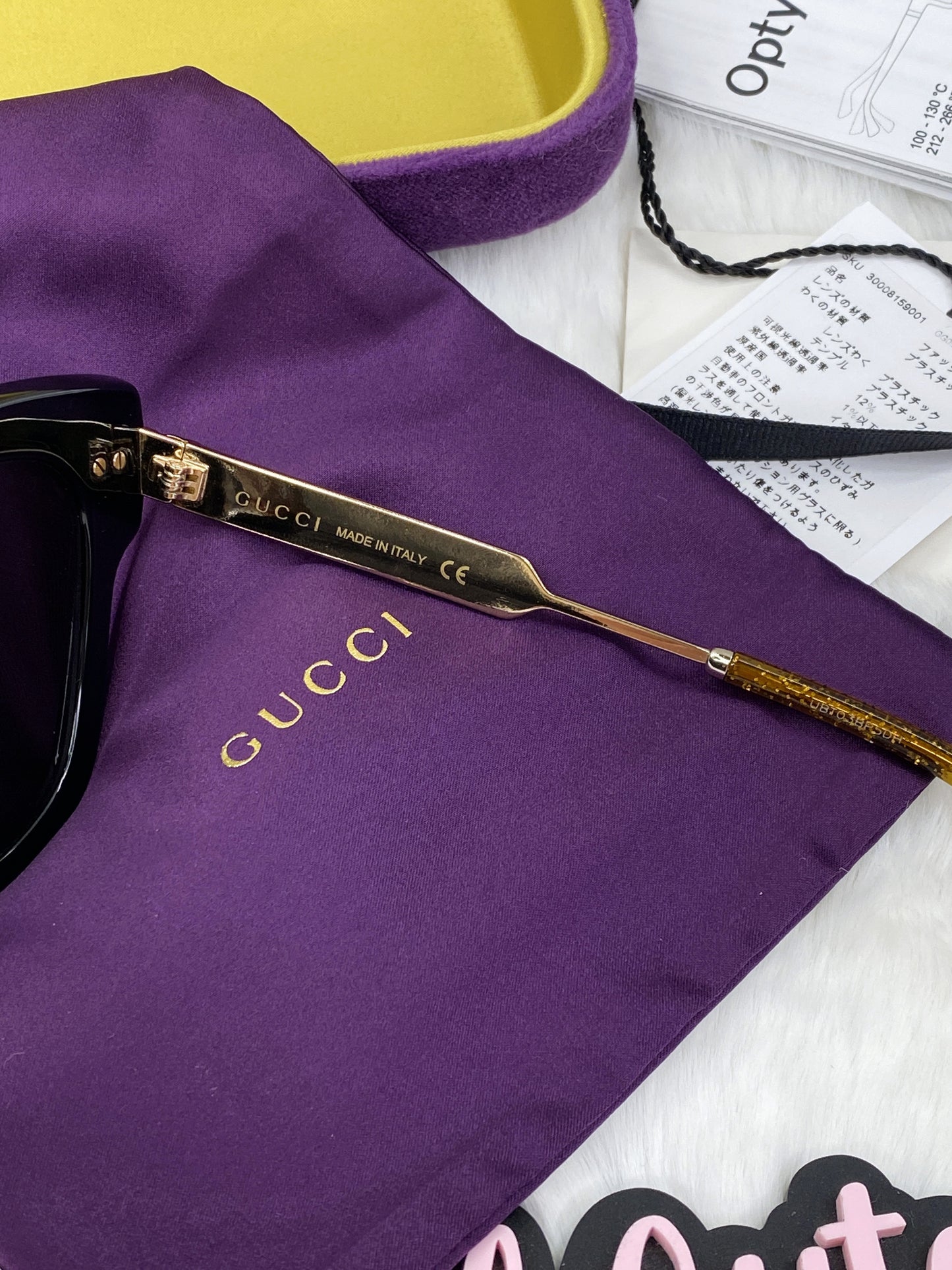 Authentic Gucci GG0281SA 001 Black Gold Sunglasses | Includes Gucci Case | 51-21-150
