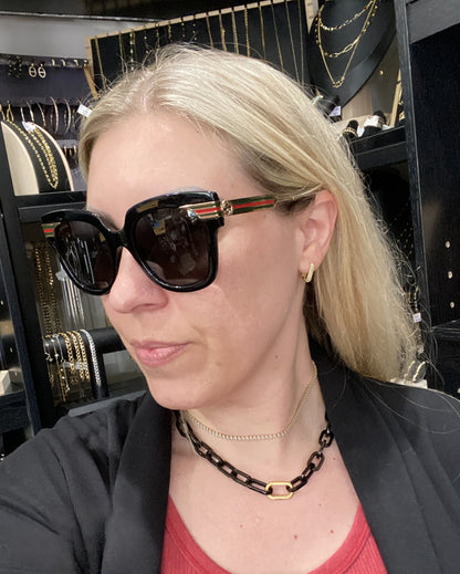 Authentic Gucci GG0281SA 001 Black Gold Sunglasses | Includes Gucci Case | 51-21-150