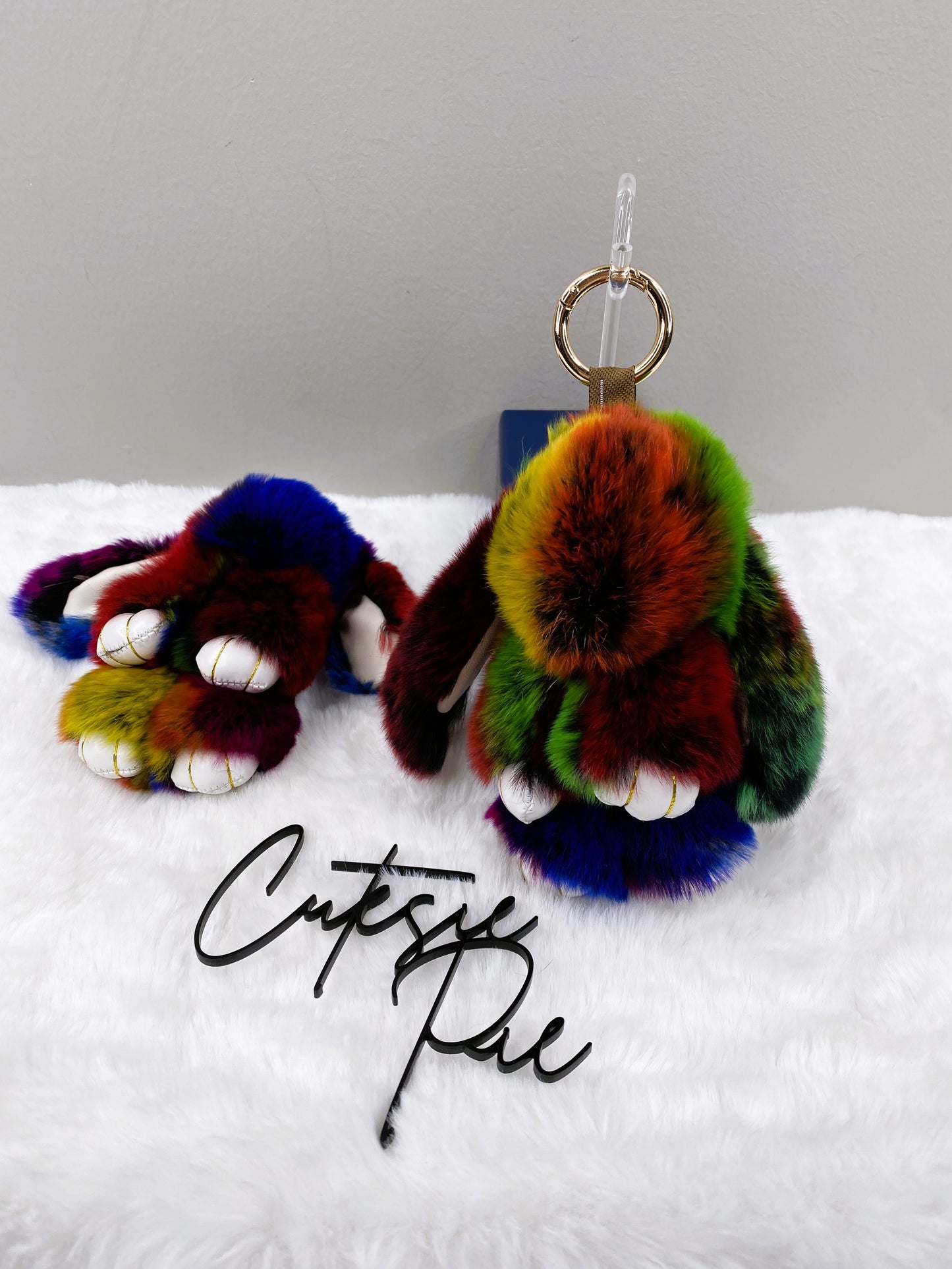 Fluffy Bunny Bag Charm Keychain | Assorted Colors | Bag Charm & Keychain Accessory
