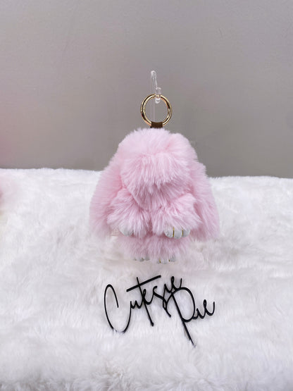 Fluffy Bunny Bag Charm Keychain | Assorted Colors | Bag Charm & Keychain Accessory