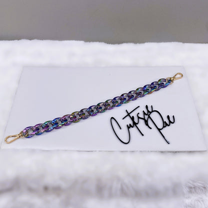 Iridescent Rainbow Chain Strap | Purse Chain, Phone Chain & Bag Charm Accessory