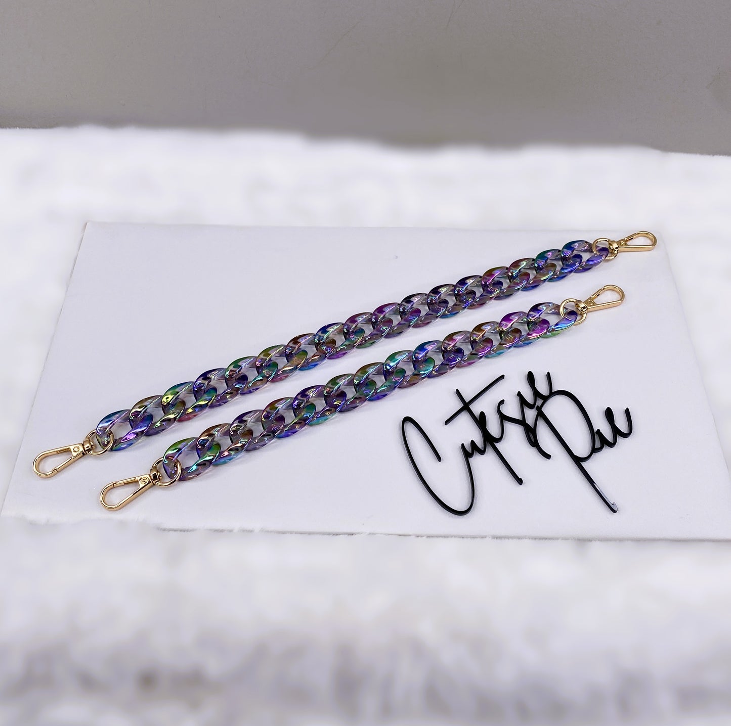 Iridescent Rainbow Chain Strap | Purse Chain, Phone Chain & Bag Charm Accessory