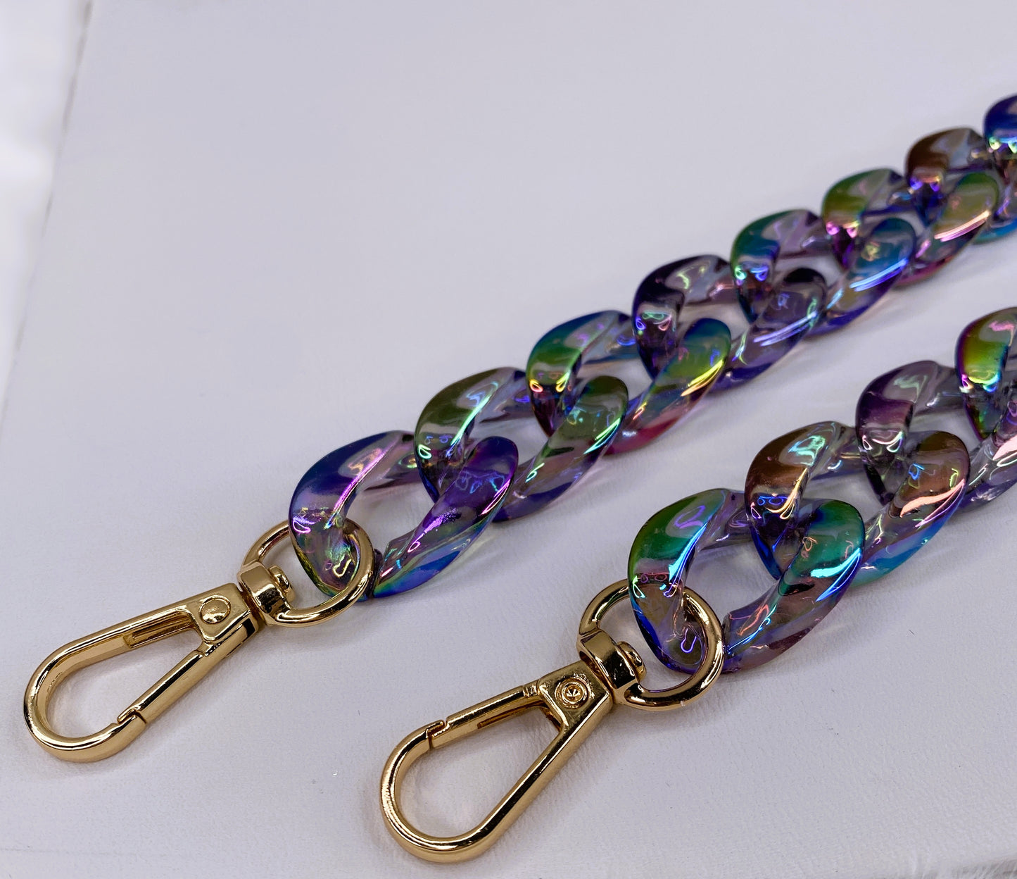 Iridescent Rainbow Chain Strap | Purse Chain, Phone Chain & Bag Charm Accessory