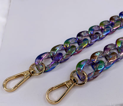 Iridescent Rainbow Chain Strap | Purse Chain, Phone Chain & Bag Charm Accessory