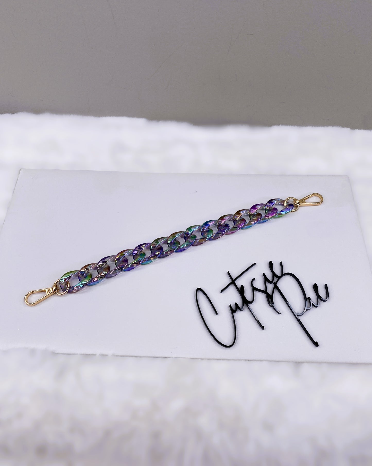 Iridescent Rainbow Chain Strap | Purse Chain, Phone Chain & Bag Charm Accessory