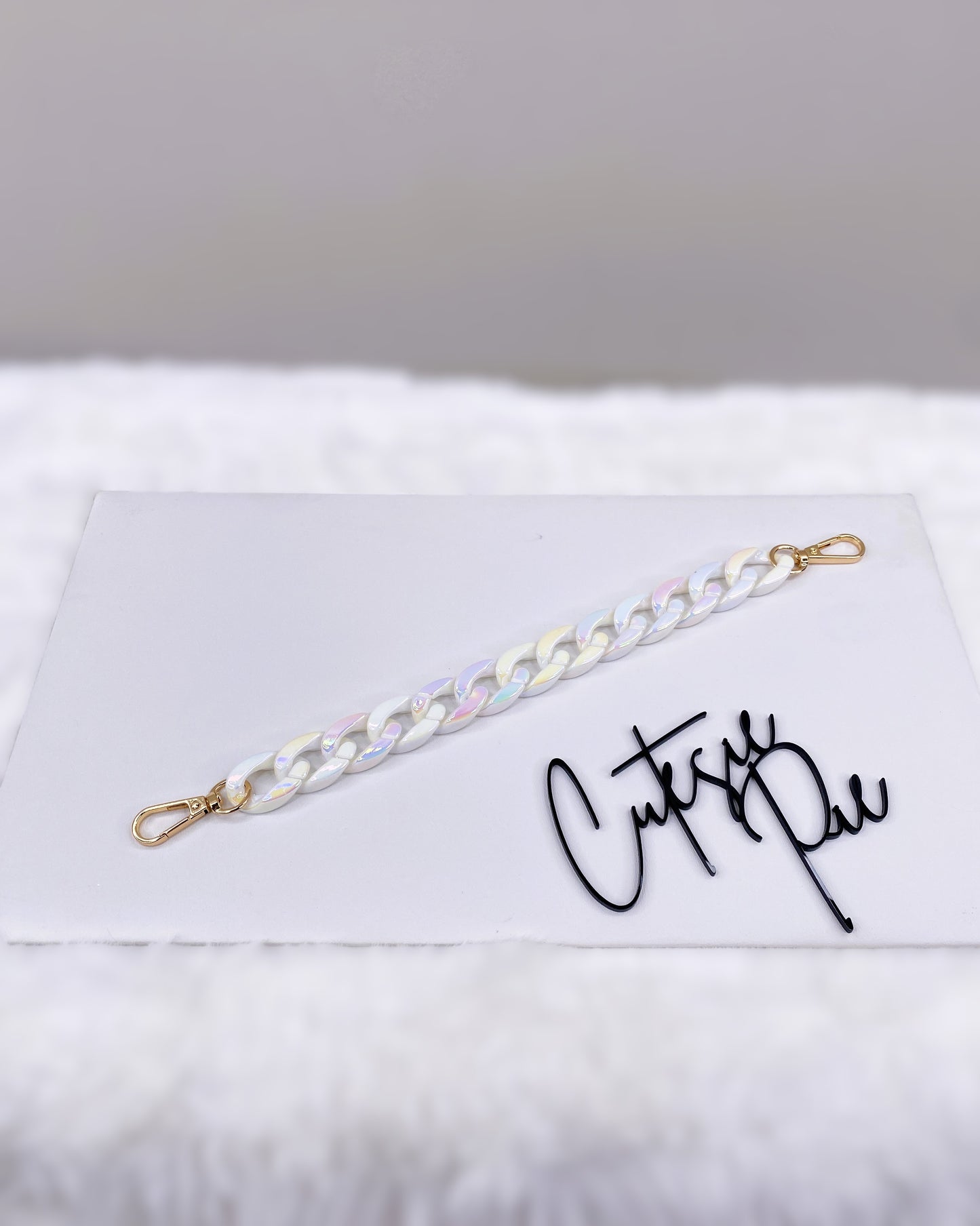 Iridescent White Chain Strap | Phone Chain, Bag Charm & Keychain Accessory