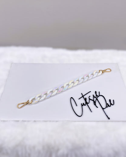 Iridescent White Chain Strap | Phone Chain, Bag Charm & Keychain Accessory