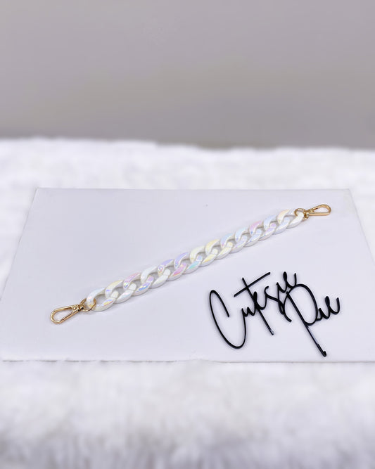 Iridescent White Chain Strap | Phone Chain, Bag Charm & Keychain Accessory
