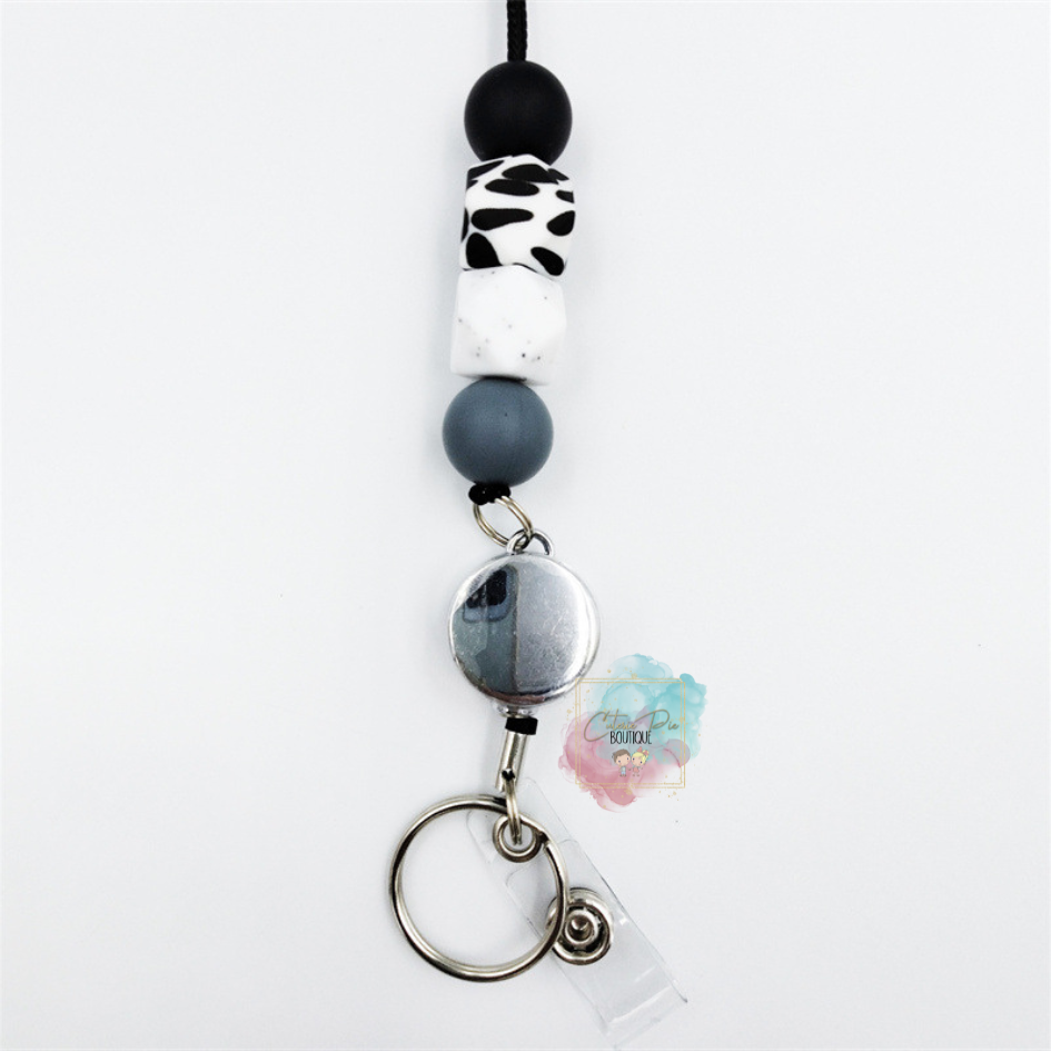 Silicone Beaded Lanyard - Retractable Badge Holder - Key Holder