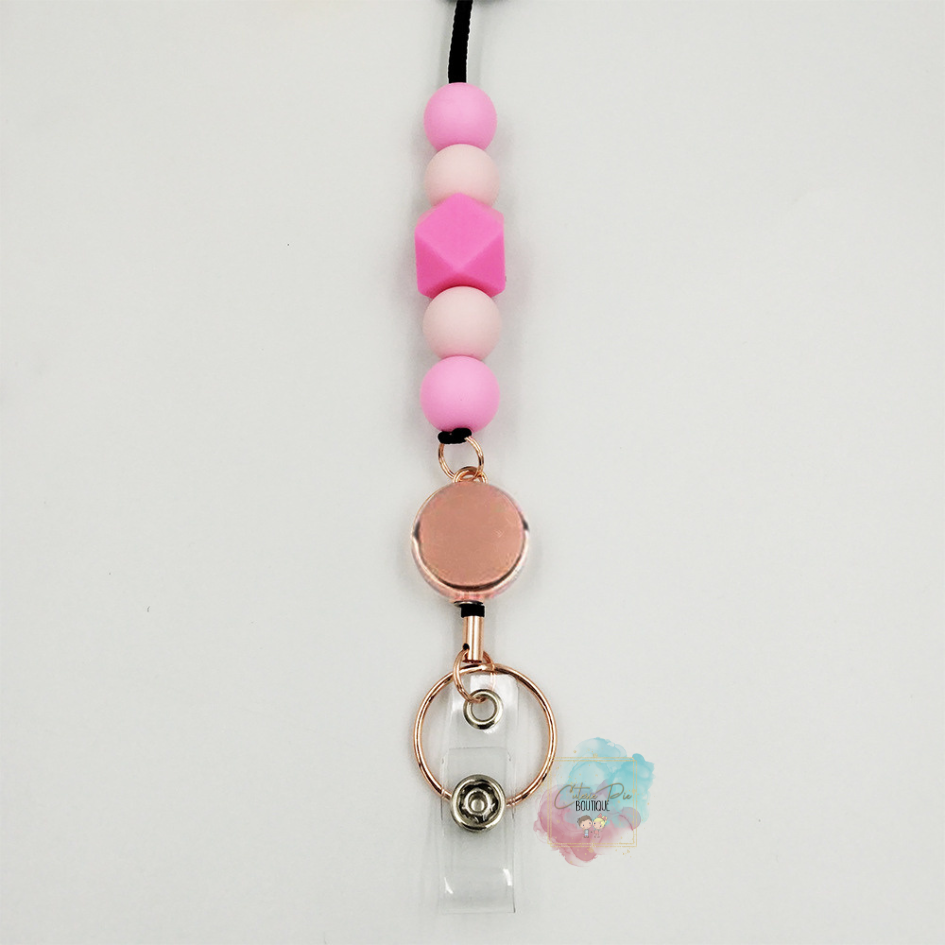 Silicone Beaded Lanyard - Retractable Badge Holder - Key Holder