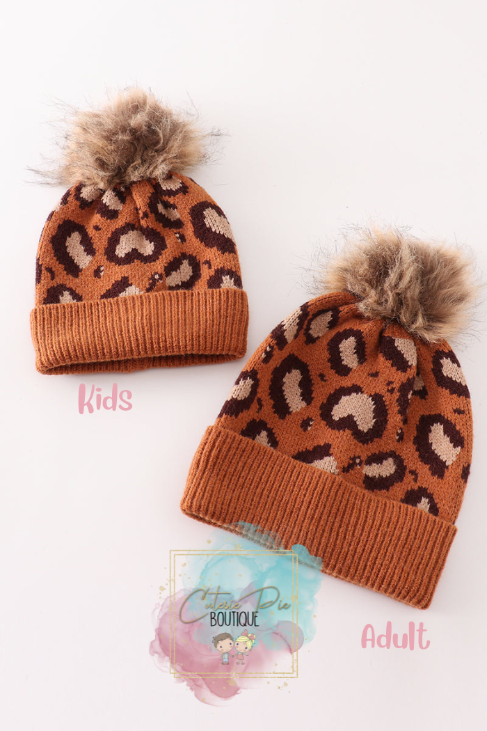 Mommy & Mini Matching Pom Pom Beanies - Leopard