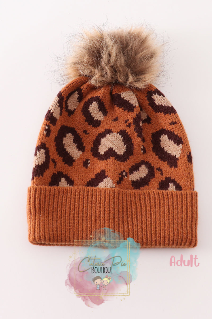 Mommy & Mini Matching Pom Pom Beanies - Leopard