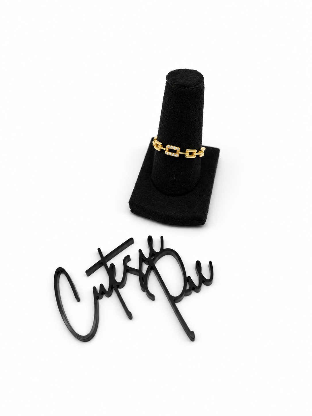 CZ Chain Link Ring | 18K Gold-Filled