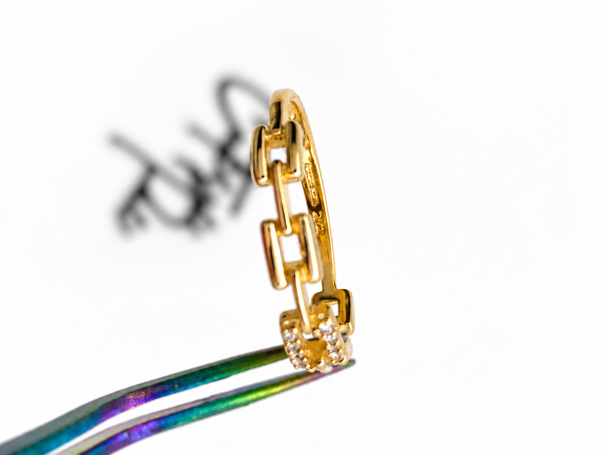 CZ Chain Link Ring | 18K Gold-Filled