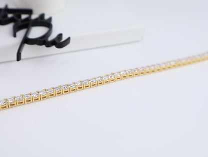Moissanite Tennis Bracelet | 3.3MM | 18K Gold-Plated Sterling Silver | Certificate Included