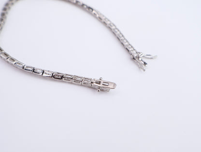 Moissanite Tennis Chanel Bracelet | 2MM | Rhodium-Plated Sterling Silver | No Certificate