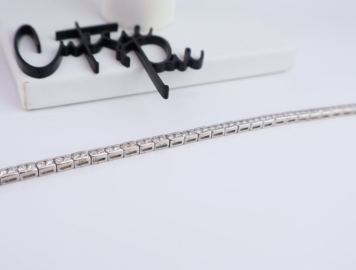 Moissanite Tennis Chanel Bracelet | 2MM | Rhodium-Plated Sterling Silver | No Certificate