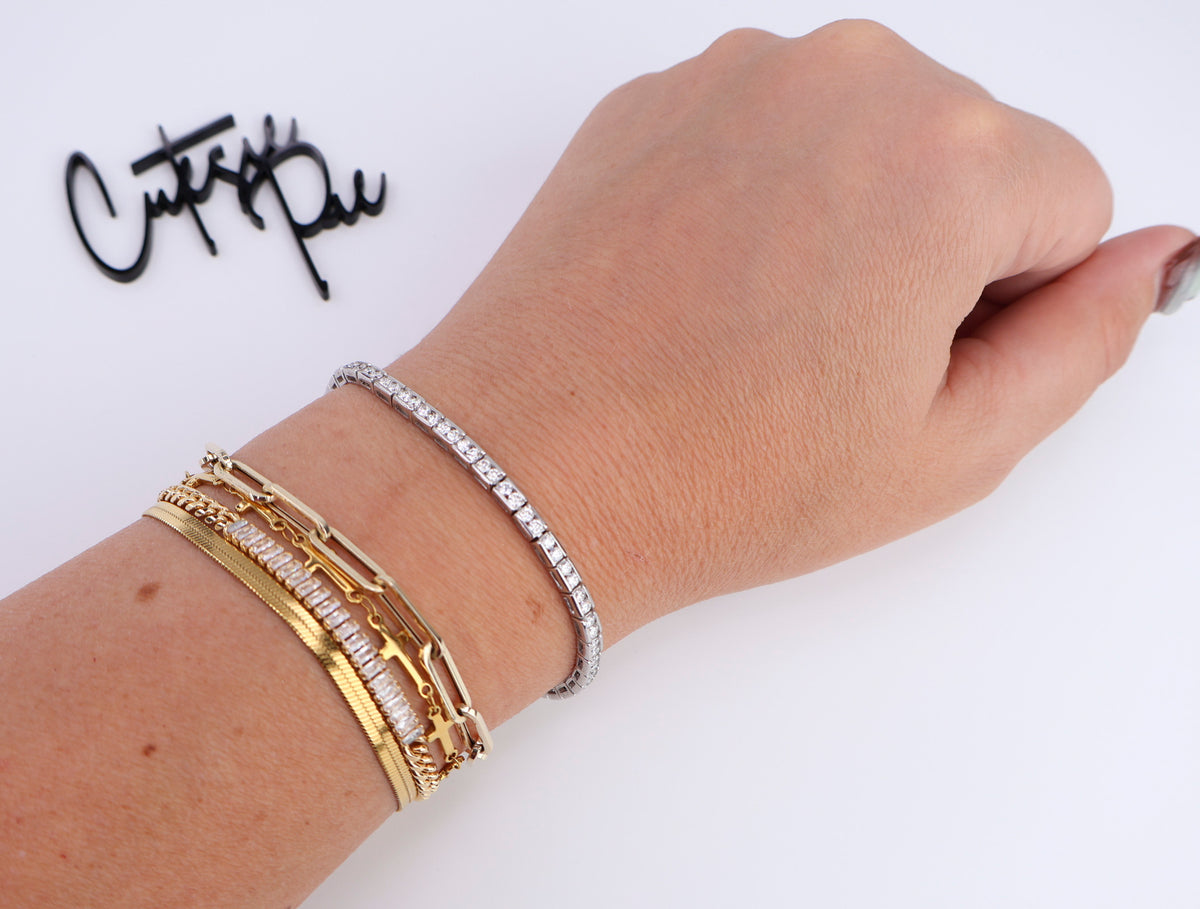 Moissanite Tennis Chanel Bracelet | 2MM | Rhodium-Plated Sterling Silver | No Certificate