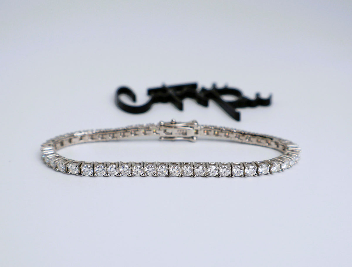 Moissanite Tennis Bracelet | 3MM | 950 Platinum-Plated Sterling Silver | Certificate Included