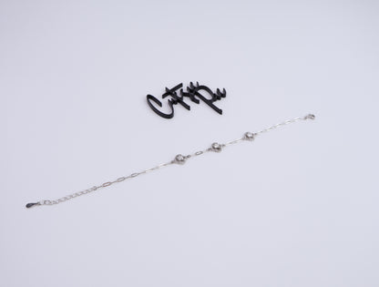 Moissanite Dainty Floral Halo Paperclip Bracelet | 950 Platinum-Plated Sterling Silver | No Certificate