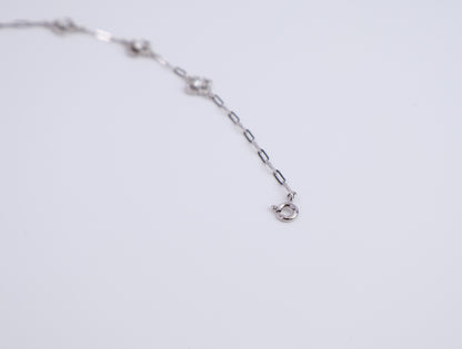Moissanite Dainty Floral Halo Paperclip Bracelet | 950 Platinum-Plated Sterling Silver | No Certificate