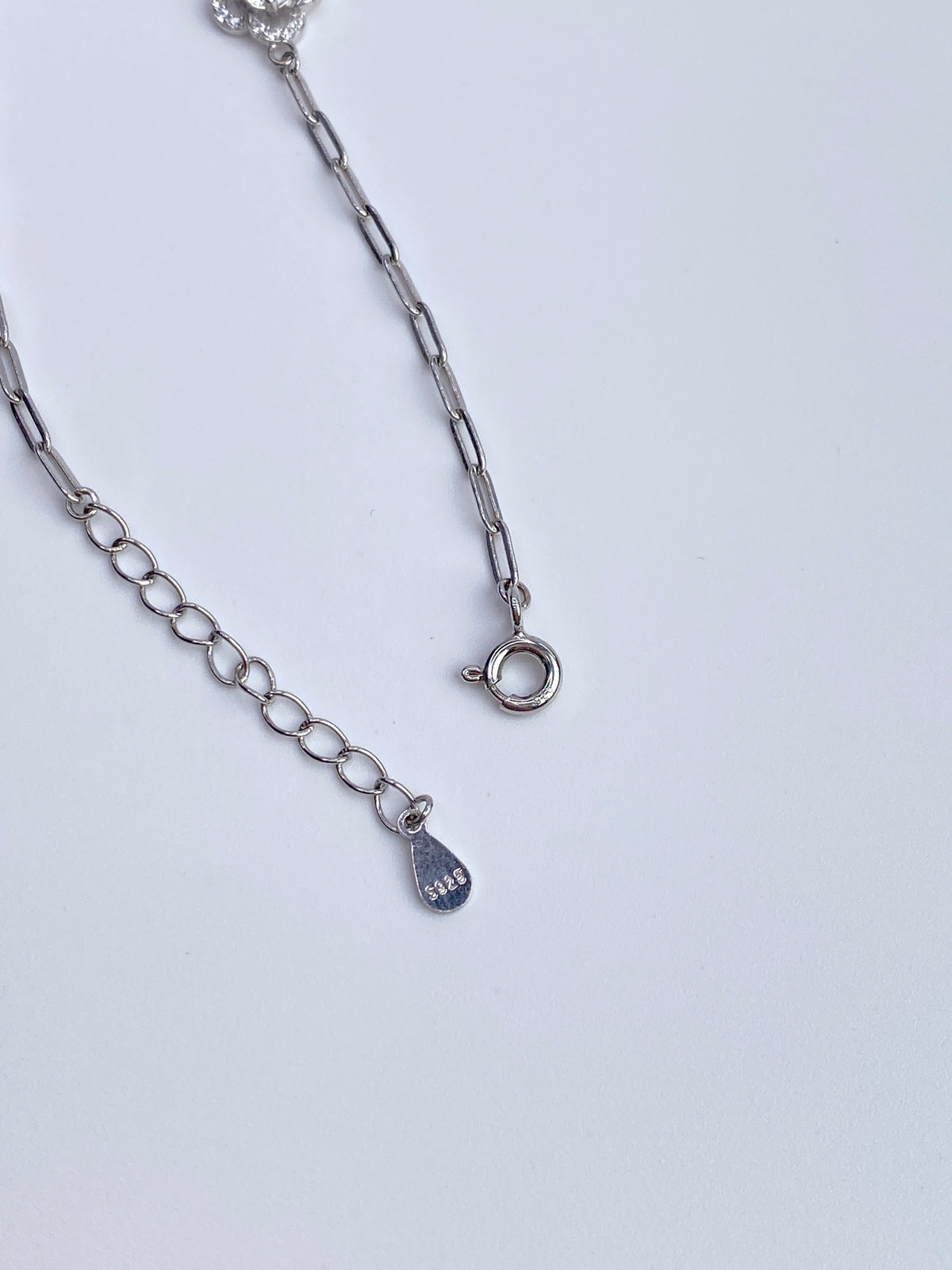 Moissanite Dainty Floral Halo Paperclip Bracelet | 950 Platinum-Plated Sterling Silver | No Certificate